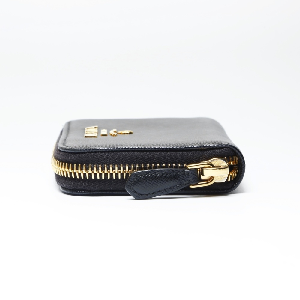 Prada Saffiano Leather Round Zip Wallet/Coin Case Compact Black - Picture 4 of 12